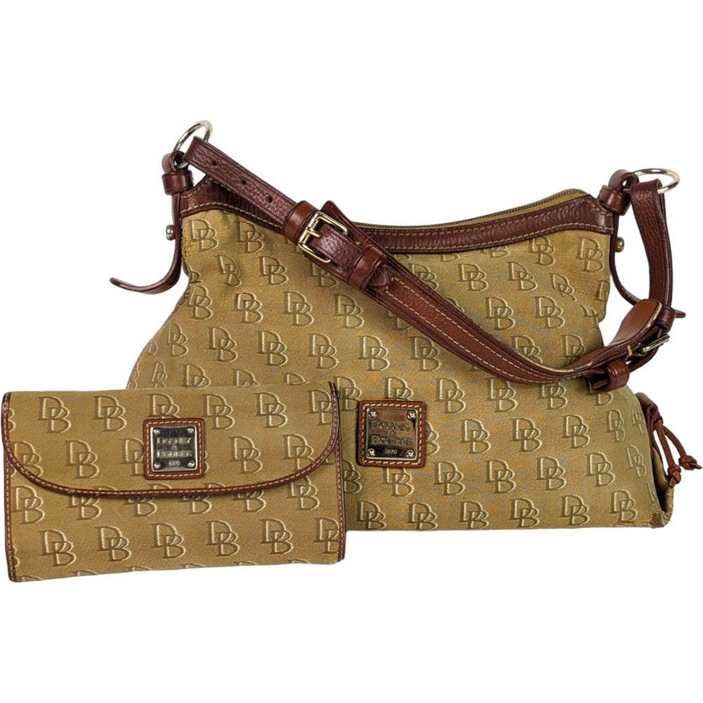 Dooney & Bourke Signature Anniversary Bag and Matching Trifold Wallet
